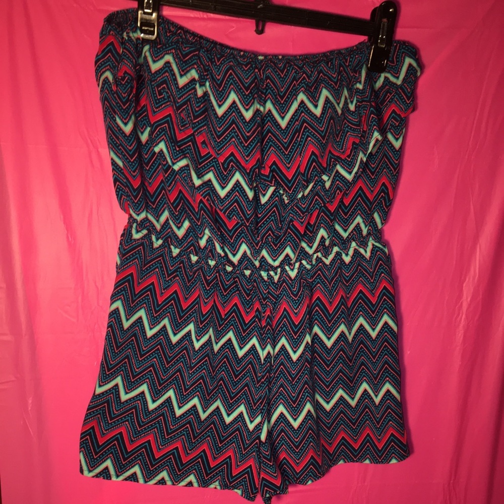 Charlotte Russe blue strapless romper